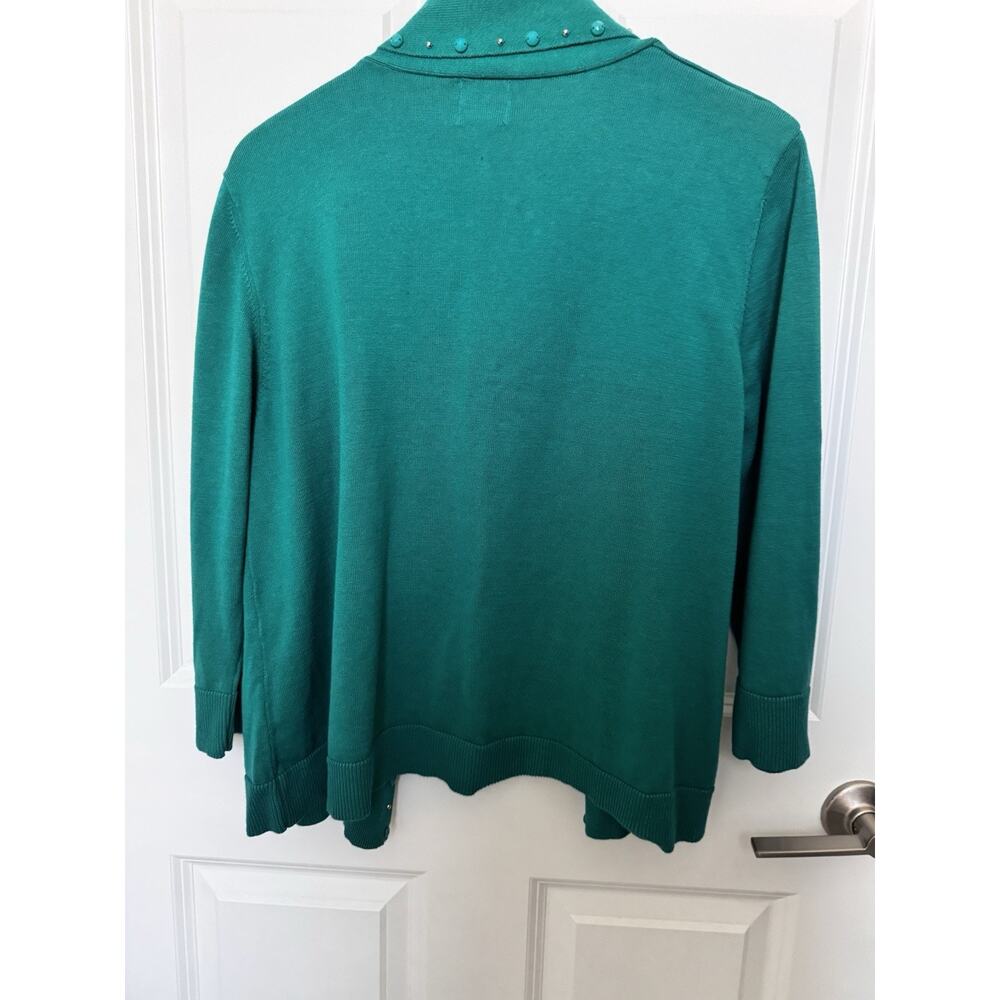 Ruby Rd Womens Size Xl Green Open Front Beaded Kn… - image 4